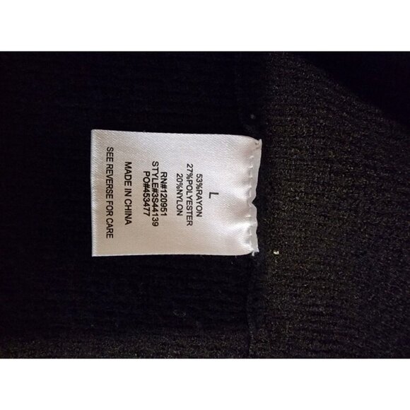 Pink Rose Women's Cardigan Knit Pockets Open Front Black Size Large - Picture 8 of 9